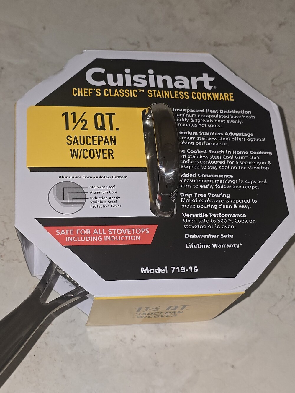 Cuisinart Chef's Classic Stainless Cookware - 1.5 QT Saucepan w/cover